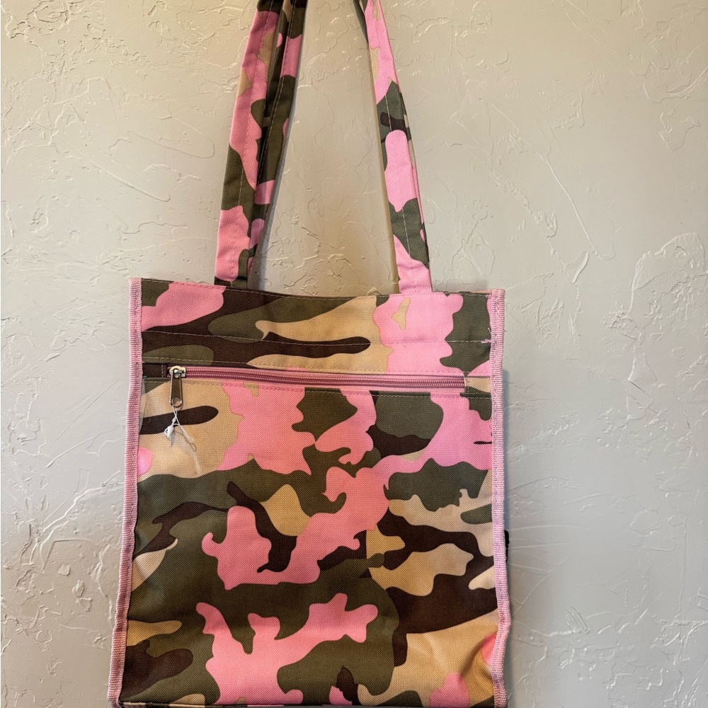 Vibrant Pink and Green Camouflage Tote Bag